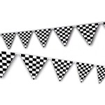 Adorox 100ft Checkered Black and White Flags Racing Kids Party Banner