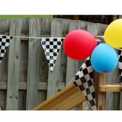 Adorox 100ft Checkered Black and White Flags Racing Kids Party Banner