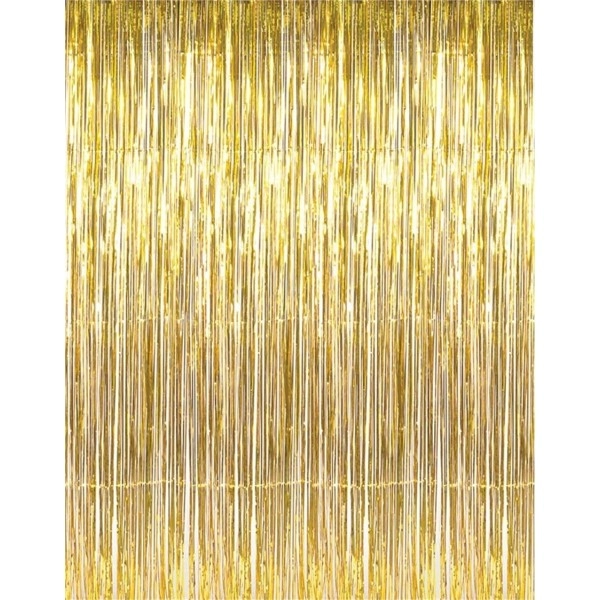 Tytroy Gold Shimmer Door Curtains Metallic Tinsel Fringe Photo Booth Backdrop 3'x8' (1 pc)