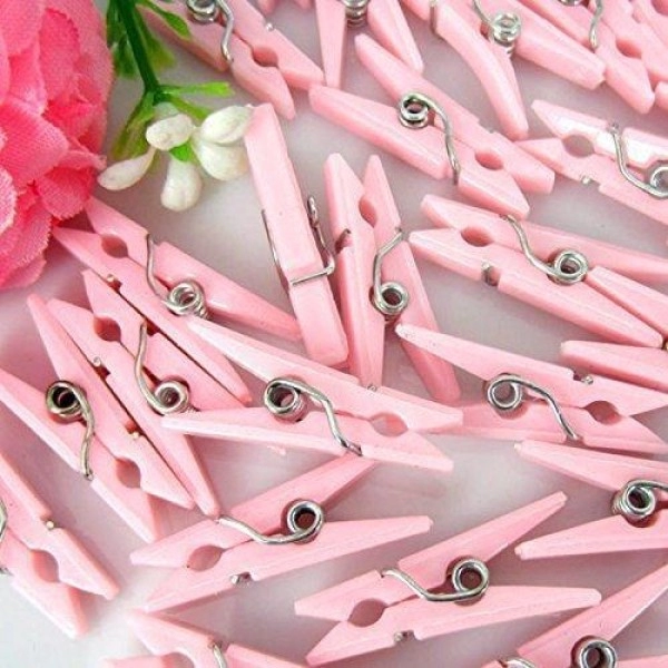 Tytroy Baby Shower Clothespins Small Clothespins Favors - Party Game 48pc (Pink)