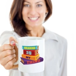 Reading Is My Thing Coffee & Tea Gift Mug for Book Lovers, Birthday Gifts for Young Women Readers (11oz)