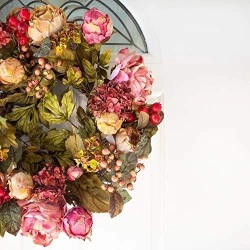 Artificial Peony Hydrangea Wreath