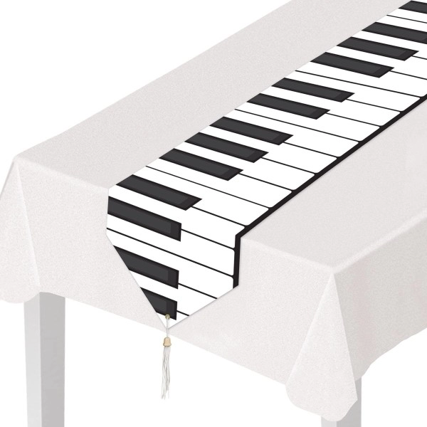 Beistle Printed Glossy Paper Piano Keyboard Table Runner Tableware For Music Theme Party Decorations Supplies, 11