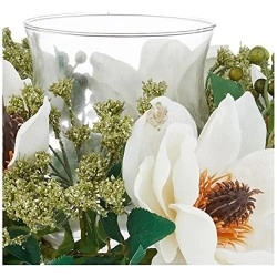 Nearly Natural 4794 Magnolia Candelabrum Silk Flower Arrangement, White