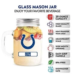 Nfl Indianapolis Colts 20Oz Glass Mason Jar