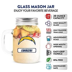 Nfl Los Angeles Chargers 20Oz Glass Mason Jar