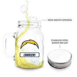 Nfl Los Angeles Chargers 20Oz Glass Mason Jar