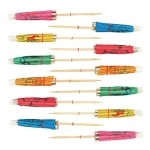 True Appetizer Picks, Mini Toothpicks, Drink Umbrellas For Mai Tais And Daiquiris, Multicolor, Wood, Set Of 12