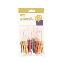 True Appetizer Picks, Mini Toothpicks, Drink Umbrellas For Mai Tais And Daiquiris, Multicolor, Wood, Set Of 12