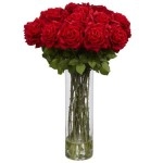 Nearly Natural 1214 Giant Rose Silk Flower Arrangement, Red 35 X 12 X 12