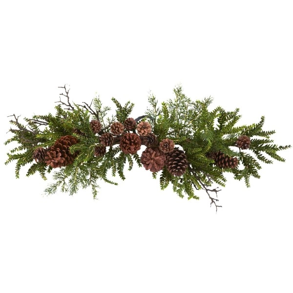 Nearly Natural 4943 Pine And Pine Cone Swag, 30-Inch, Green/Brown