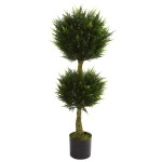 Nearly Natural 5392 Double Ball Cypress Topiary Uv Resistant Tree, 4-Feet, Green