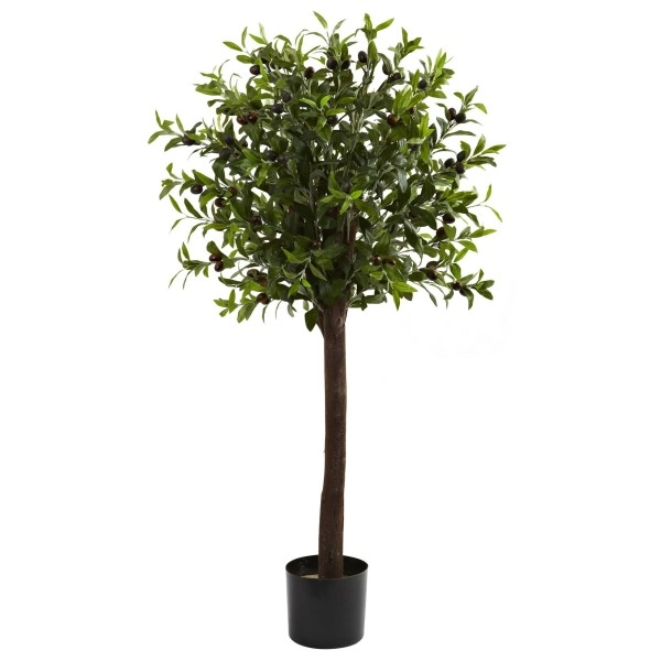 Nearly Natural 5411 Olive Topiary Silk Tree, 4-Feet, Green,49.5