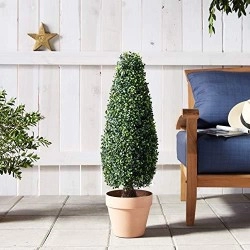 Nearly Natural 5412 3Ft Boxwood Tower Topiary Uv Resistant (Indooroutdoor),Green,12 X 12 X 35