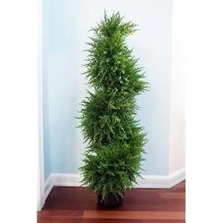 Nearly Natural 5915 Cedar Spiral Topiary With Lights, 43-Inch, Green