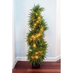 Nearly Natural 5915 Cedar Spiral Topiary With Lights, 43-Inch, Green