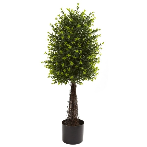 Nearly Natural 5413 Ixora Topiary Uv Resistant Tree, 35-Inch, Green