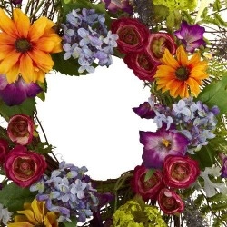 Nearly Natural 24-Inch Spring Garden Wreath With Twig Base, Multicolored/Green