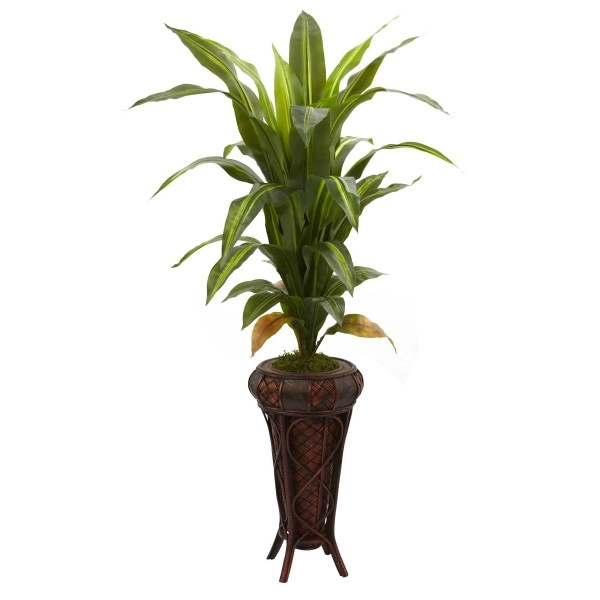 Nearly Natural 6671 Real Touch Dracaena With Stand Silk Plant, 57-Inch, Green,60