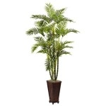 Nearly Natural 6.5Ft. Areca With Decorative Planter Silk Tree, Green,78