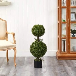 Nearly Natural 5920 Double Boxwood Topiary, 35-Inch, Green,13 X 13 X 35 Inches