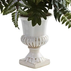 Nearly Natural 6783 Mixed Greens And Spathyfillum With Decorative Urn, Green/White 10.125