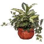 Nearly Natural 6732 Dieffenbachia And Ivy With Decorative Planter, Green
