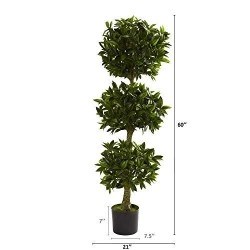 Nearly Natural 5381 5Ft Triple Bay Leaf Topiary Uv Resistant (Indooroutdoor),Green