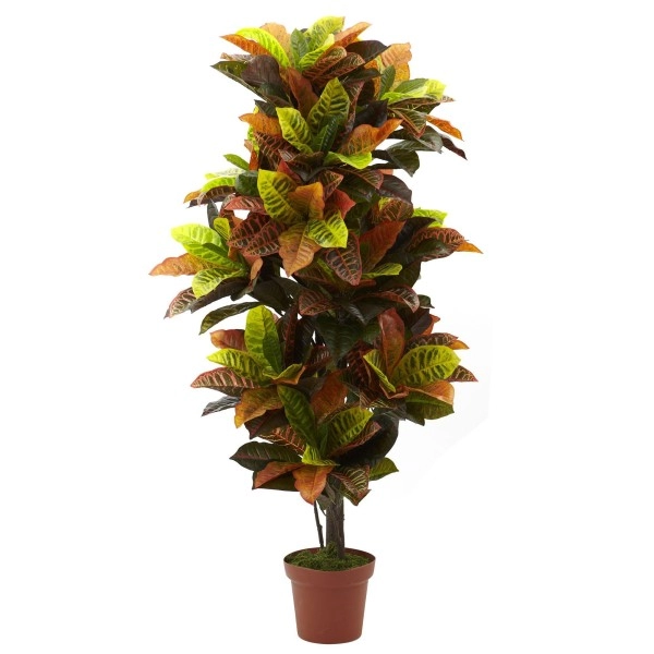 Nearly Natural 6721 Real Touch Croton Artificial Plant, 56-Inch, Greenorange,625 X 9 X 9