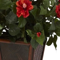 Nearly Natural 6726 Hibiscus Topiary, 39-Inch, Red/Green,10.5