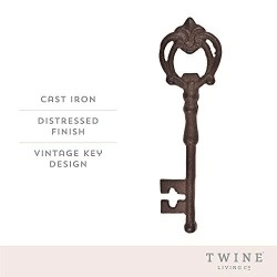 Twine Key Bottle Opener, Cast Iron Vintage Bottle Opener, Remove Bottlecaps, Vintage Design, 55 Inches, Distressed Finish, Set Of 1