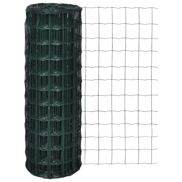 Vidaxl Euro Fence For Home And Garden - Green Pvc Coated Steel Wire - Rust Resistant, Uv Protected, Versatile Fencing Solution - 82Ftx2.6Ft