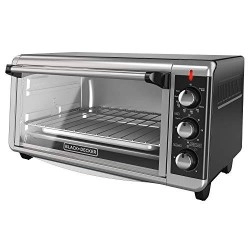 Black+Decker To3250Xsb 8-Slice Extra Wide Convection Countertop Toaster Oven, Includes Bake Pan, Broil Rack & Toasting Rack, Stainless Steel/Black