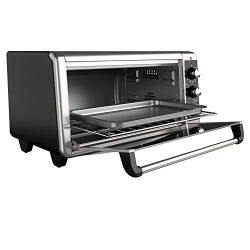 Black+Decker To3250Xsb 8-Slice Extra Wide Convection Countertop Toaster Oven, Includes Bake Pan, Broil Rack & Toasting Rack, Stainless Steel/Black