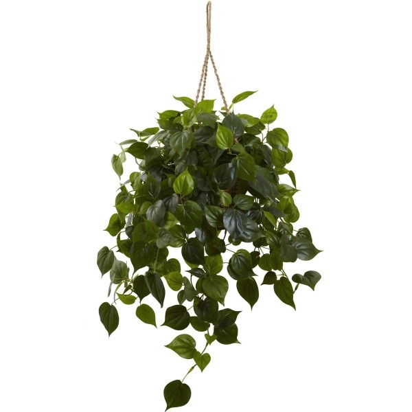 Nearly Natural 6853 3Ft. Philodendron Hanging Basket Uv Resistant (Indoor/Outdoor),Green