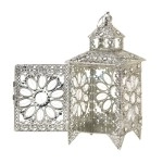 Stealstreet Crown Jewels Candle Lantern, 135, Silver-Tone