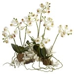 Nearly Natural 4836 Phalaenopsis Orchid Floral Arrangement Set, Mini, Coral