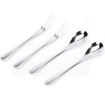 Vanra 5In 4-Piece Flatware Set Silver Stainless Steel 2 Forks And 2 Spoons Set Salad Fork Teaspoon Cocktail Fork Coffee Spoon Serving Spoon Appetizer Fork