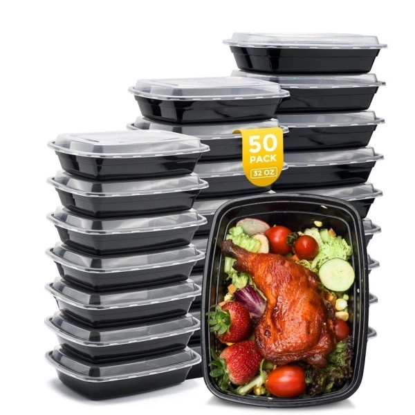 Glotoch Meal Prep Containers Reusable, 50Pack 32Oz Plastic Food Prep Storage Containers With Lids,Bpa Free,Microwave, Dishwasher Safe Disposable To Go Containers For Meal Plan,Single Compartment