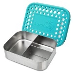 Lunchbots Medium Trio Ii Snack Container - Divided Stainless Steel Food Container - Three Sections For Snacks On The Go - Eco-Friendly, Dishwasher Safe, Bpa-Free - Stainless Lid - Aqua Dots