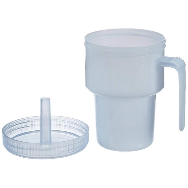 Sammons Preston Kennedy Cup, Spillproof Adult Sippy Cup With Handle & Secure Lid,7 Oz. No Spill Cups To Drink Warm & Cold Liquids Lying Down, Daily Living Glasses For Disabled & Elderly With Weak Grip