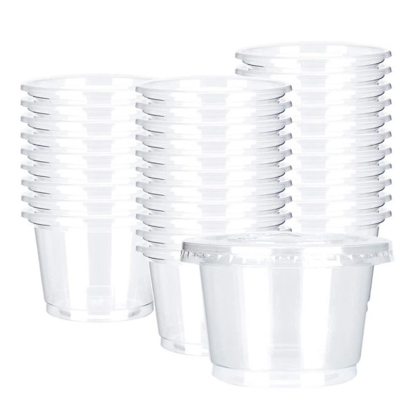 Otor 8Oz Hot/Cold Disposable Plastic Cups With Flat Lids - 50 Sets - Ice Cream Cups, Snack Bowl, Take Away Food Container For Dessert Fast Food Soup