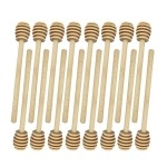 Mollensiuer 16 Pack Mini Wood Honey Dippers Drizzler Stirring Stick For Honey Jar Pot Dispense (4 Inch)