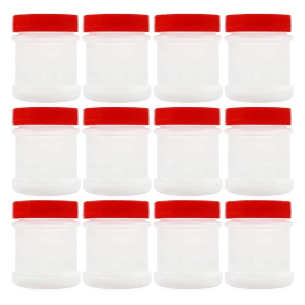 Cornucopia Brands Mini Plastic Spice Jars W/Sifters (12-Pack, Red); 2 Tablespoon Capacity (1 Fluid Ounce) Spice Bottles Great For Travel, Glitter, Gifts, Favors, Etc.