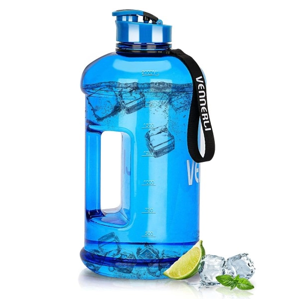 Vennerli Half Gallon Water Bottle 2.2L Large Sports Water Bottle With Handle 74Oz Bpa-Free Reusable Plastic Water Jugs Leakproof Hydro Bottle For Gym Yoga Travel Camping Cycling Outdoor Sports