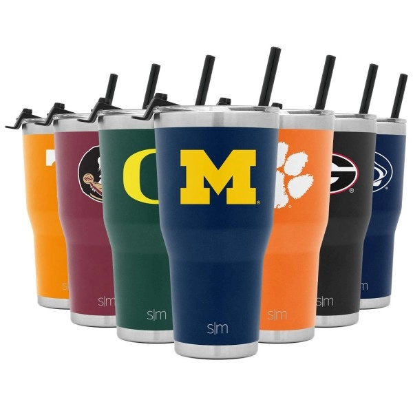 Simple Modern Officially Licensed Collegiate Michigan Wolverines Tumbler With Straw And Flip Lid Insulated Stainless Steel 30Oz Thermos Cruiser Collection University Of Michigan