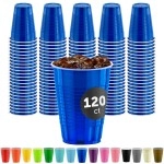 Decorrack 120 Party Cups 12 Oz Disposable Plastic Cups For Birthday Party Bachelorette Camping Indoor Outdoor Events Beverage Drinking Cups (Blue, 120)