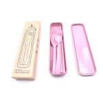 3Pcs Portable Cutlery Blue Boreal Europe Style Healthy Eco-Friendly Wheat Straw Spoon Chopstick Fork Tableware Set For Travel, Picnic, Camping Or Just For Daily Use (Pink)