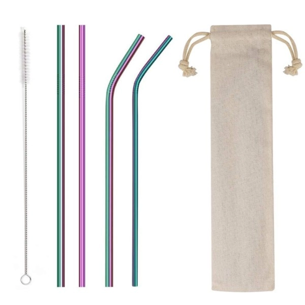 4Pcs Reusable Metal Straws,8.5