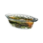 Simax Glass Casserole Dish With Lid: Bakers & Casseroles - Borosilicate Glass Baking Dish With Lid -Large Oval Shaped Covered Casserole Dish With Lid For Oven - 3 Qt Casserole Dish With Lid And Ridges